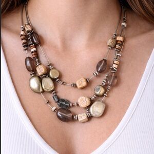 Chico's Earthy colors beaded Multi-Strand Necklace